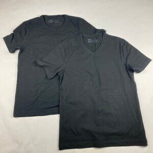 Pact Organic Men’s Shirt Size Large Short Sleeve Black - Lot of 2 - Crew, V-Neck